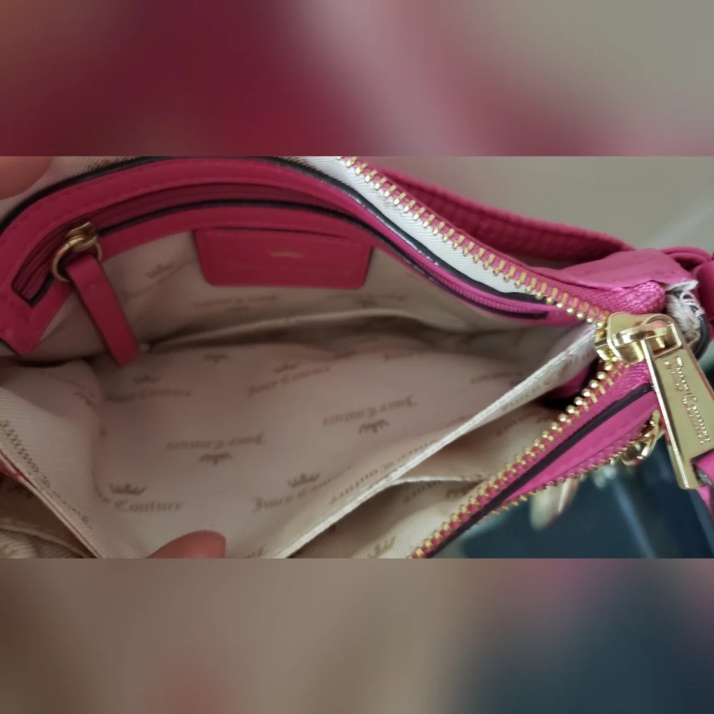 Juicy Couture Crown Quilted Flamingo Pink Clutch Shoulder Crossbody Bag - NWOT - Picture 5 of 11